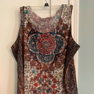 Lightweight multi-print tank top with silver stud